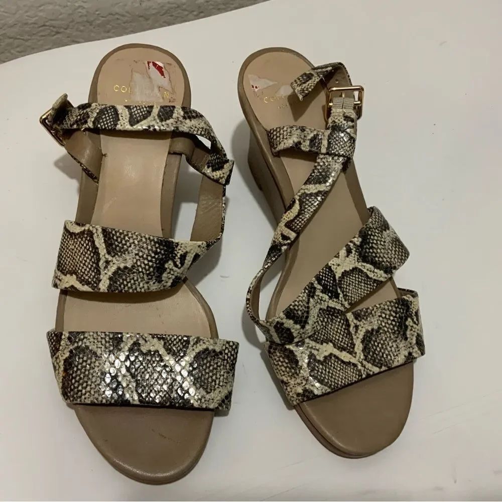 Cole Haan Women’s Size 6.5 Ravenna Leather Roccia Snake Skin Print Wedge Sandals